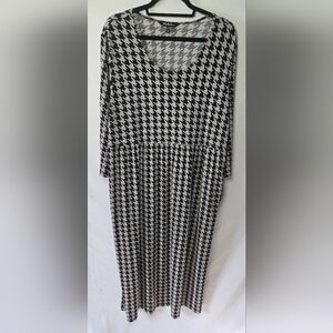 Ulla Popkin Womens 16/18 Black/Gray Houndstooth Midi Maxi Lagenlook Dress